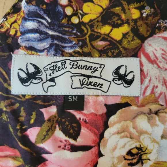 Hell Bunny Plaid & Floral vintage style dress S/XS - Picture 3 of 7